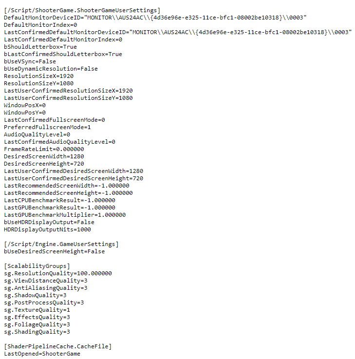 GameUserSettings.ini valorant settings, config & cfg 2022 - Gamingcfg