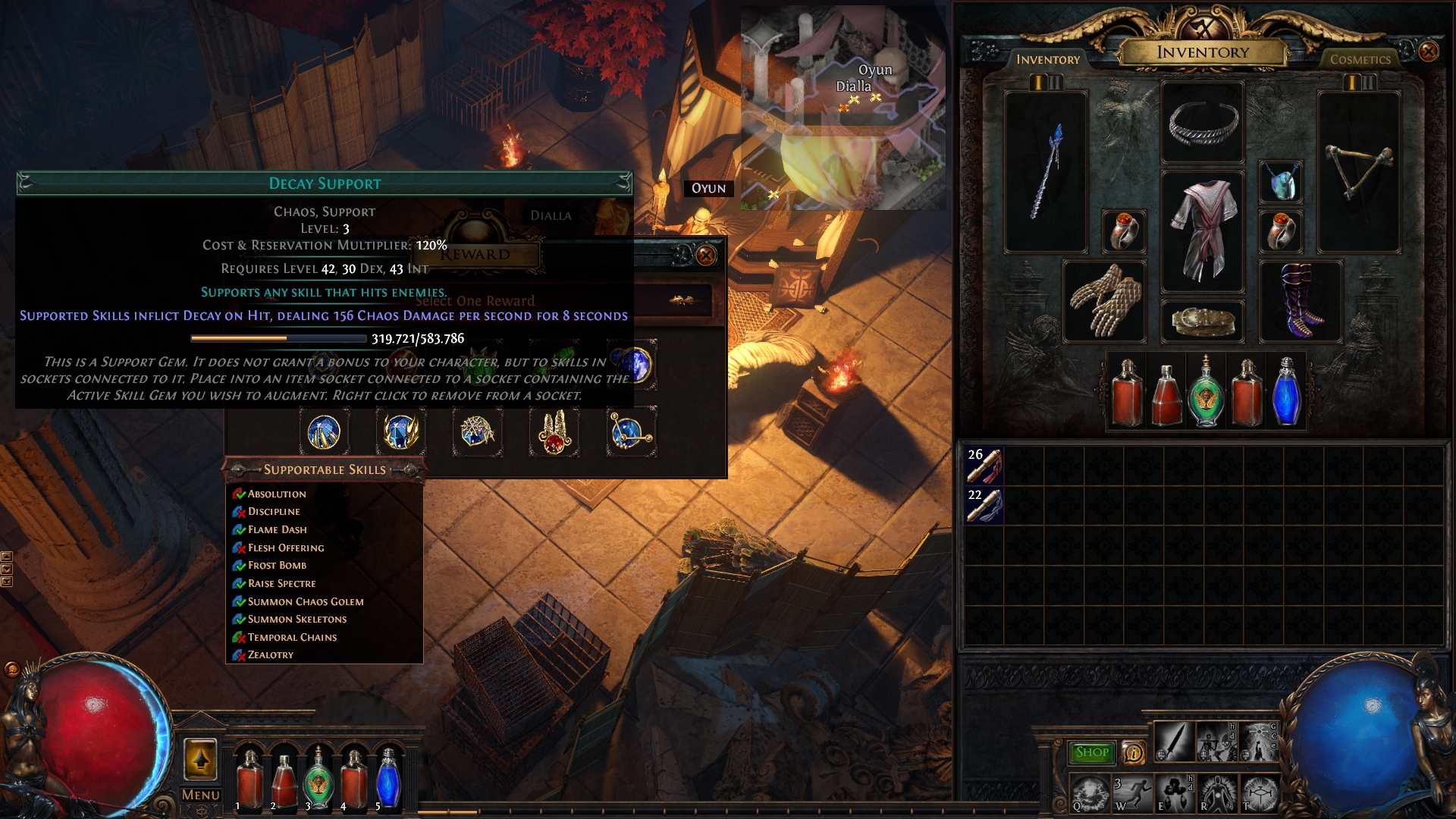 Decay Support poe