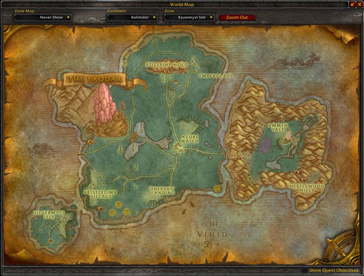 Azuremyst Isle map wow
