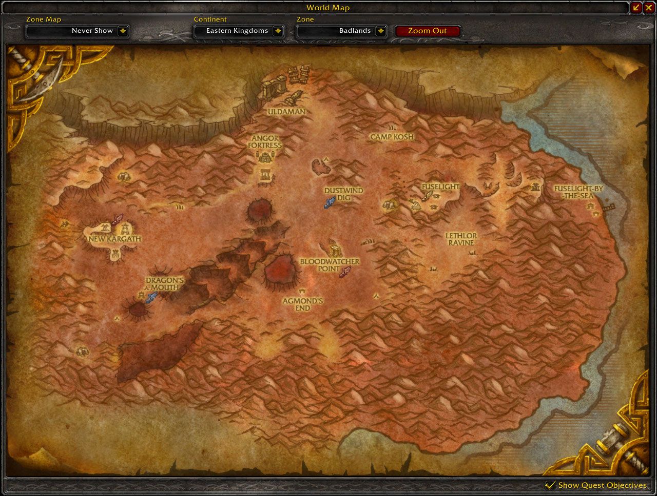 Badlands Cataclysm map wow