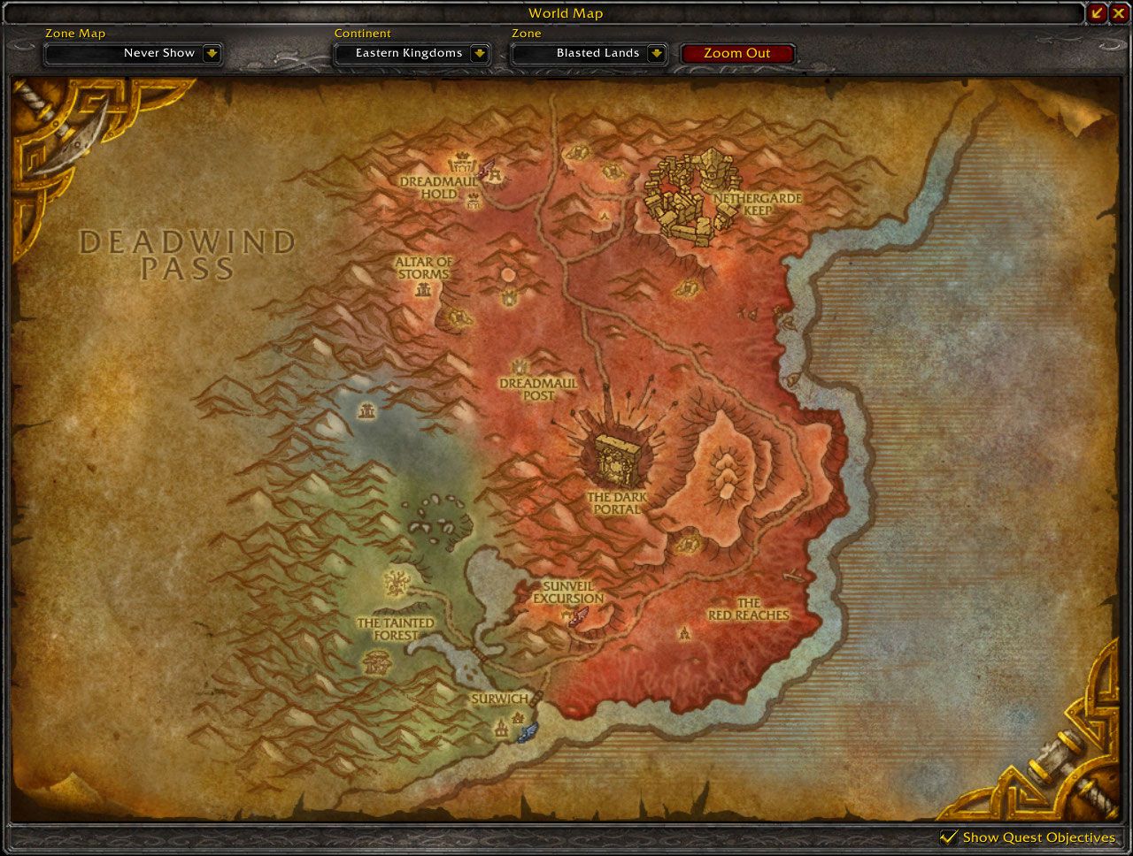 Blasted Lands Cataclysm map wow screenshot