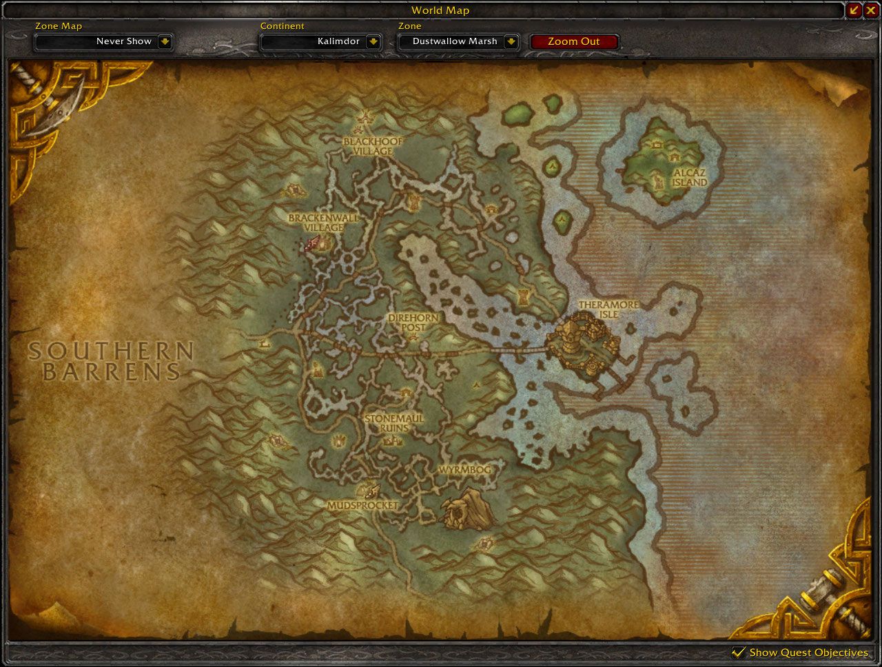 Dustwallow Marsh Cataclysm map wow