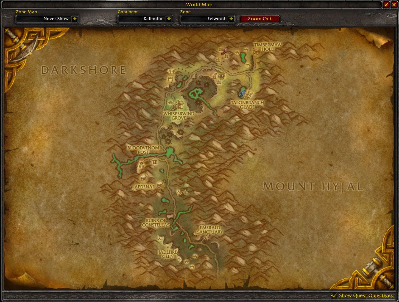 Felwood Cataclysm map wow