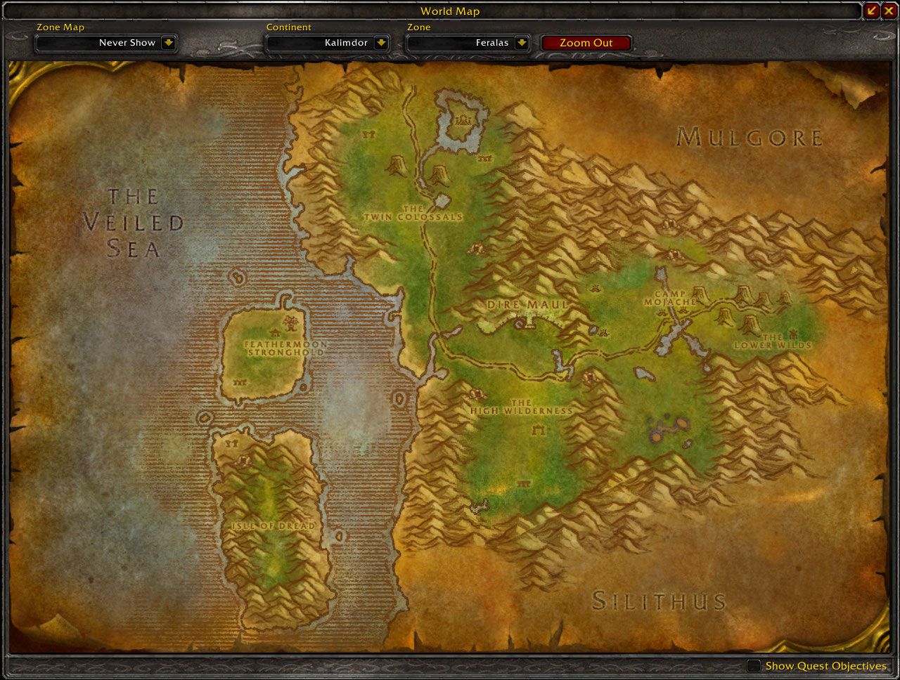 Feralas map wow screenshot Gamingcfg