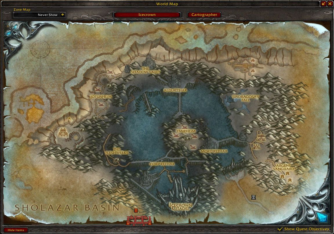 map of icecrown wow