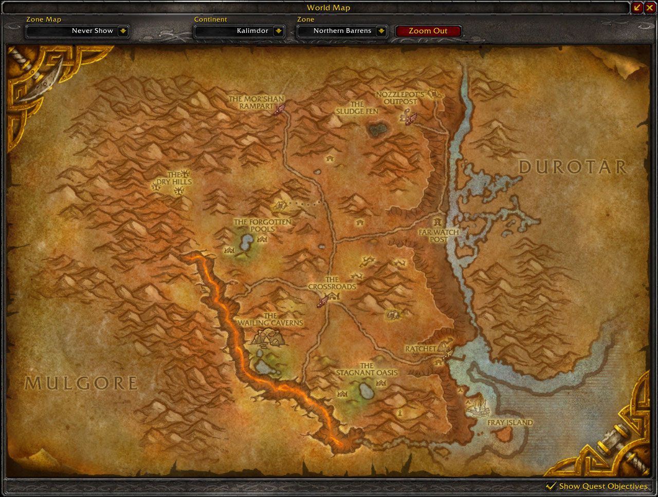 Northern Barrens map wow