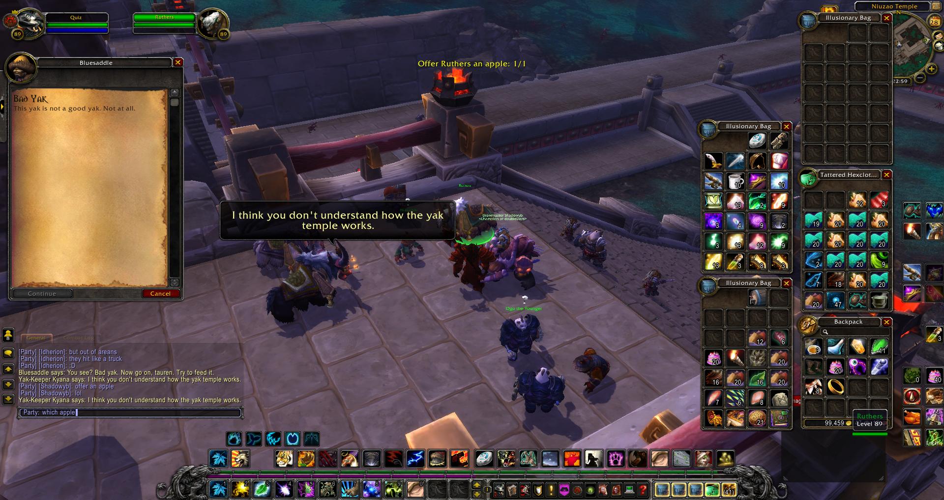 Offer Ruthers an apple wow