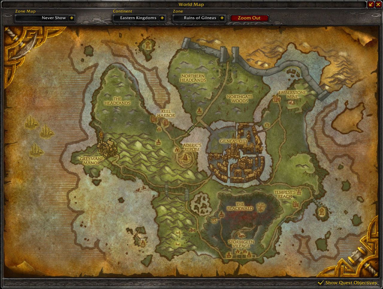 Ruins of Gilneas map wow