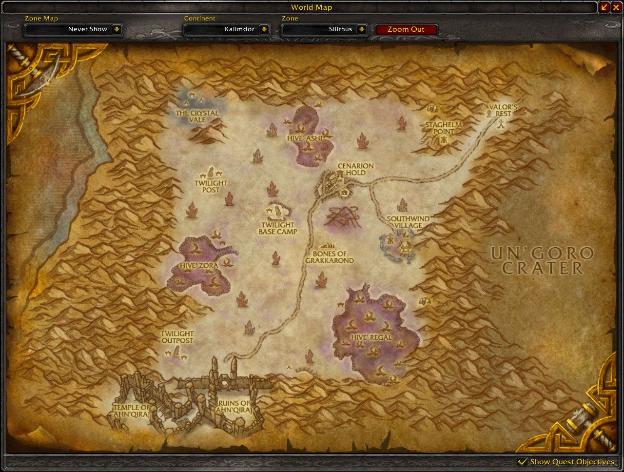 Silithus Cataclysm map wow