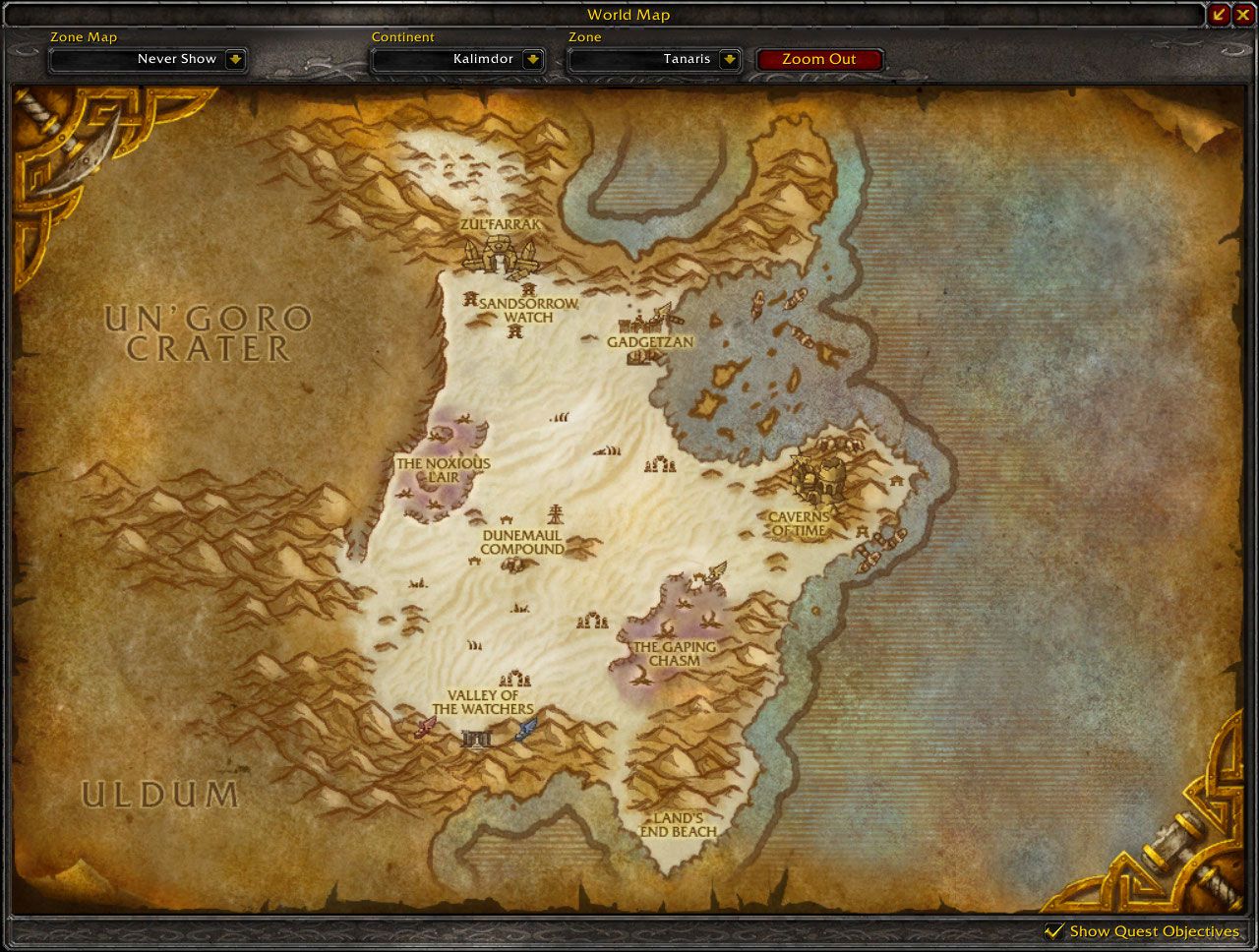 Tanaris Cataclysm map wow