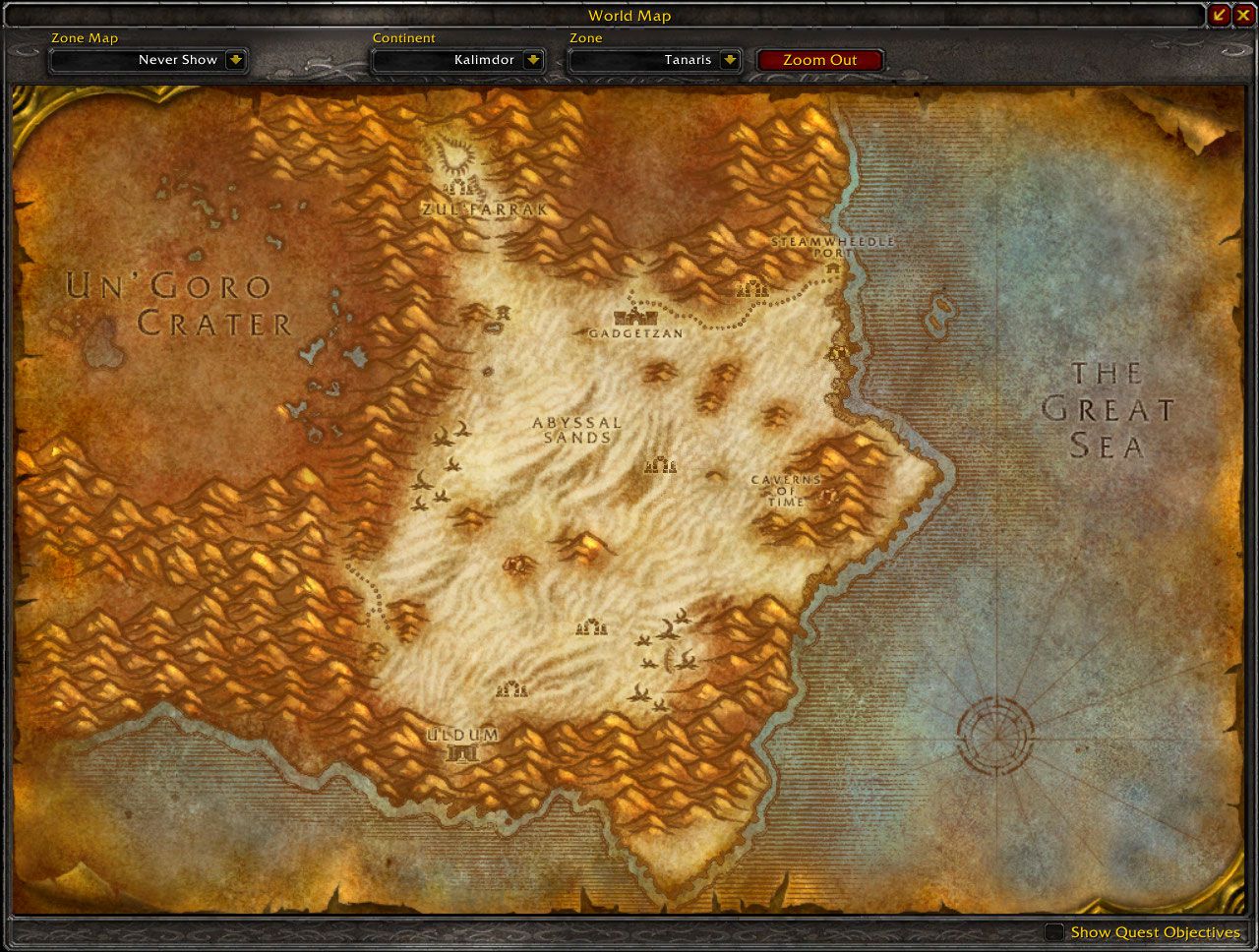 Tanaris map wow screenshot