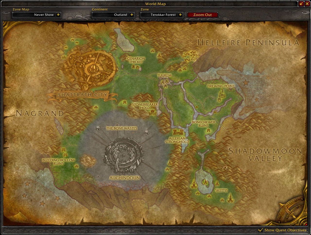 Terokkar Forest map wow