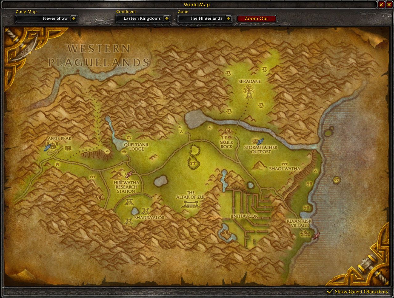 The Hinterlands Cataclysm map wow