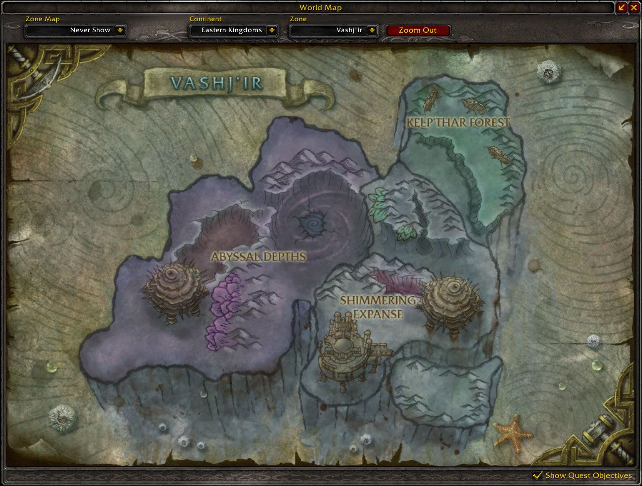 Vashj'ir map wow screenshot