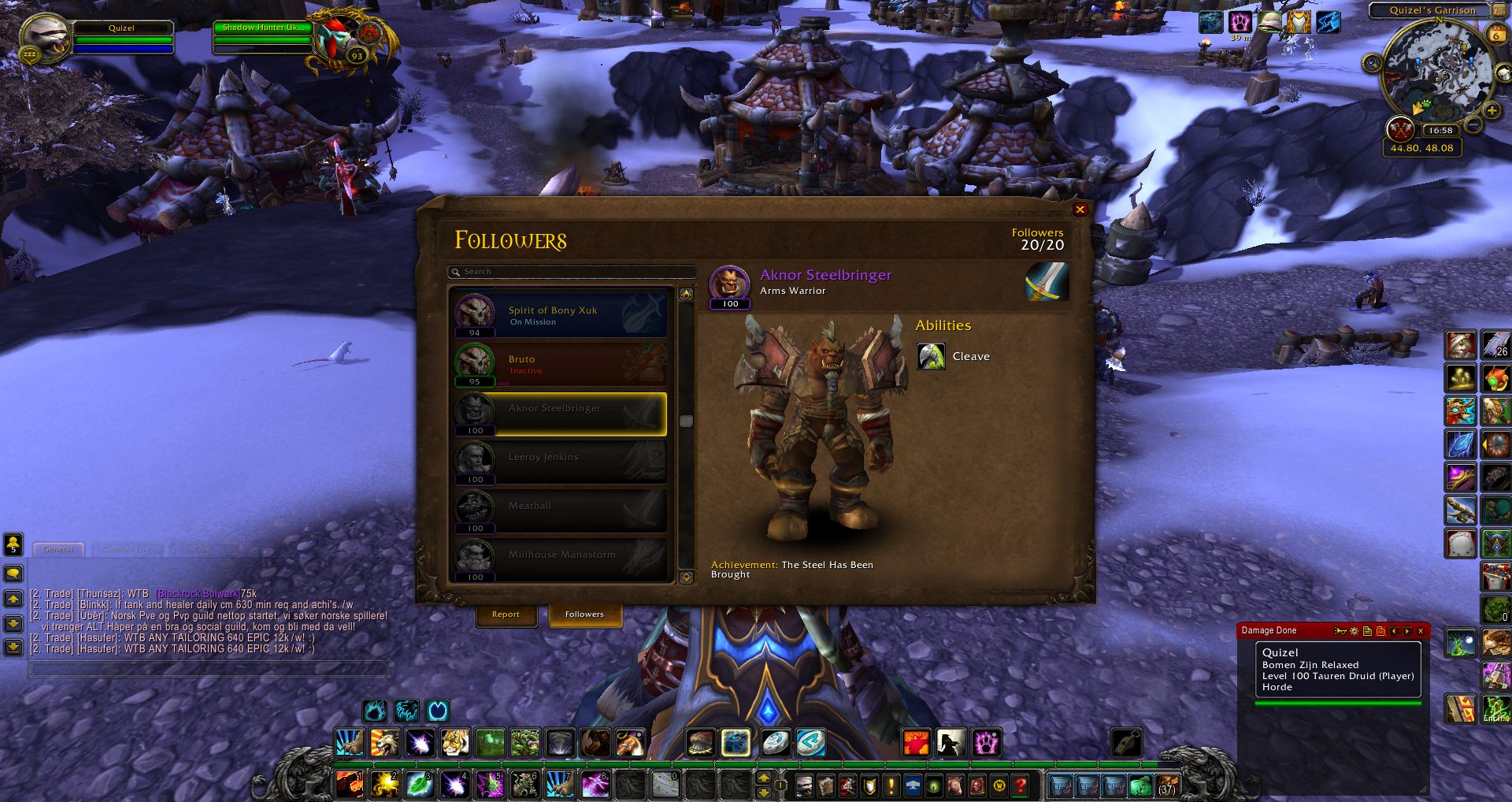 Aknor Steelbringer follower WoD wow