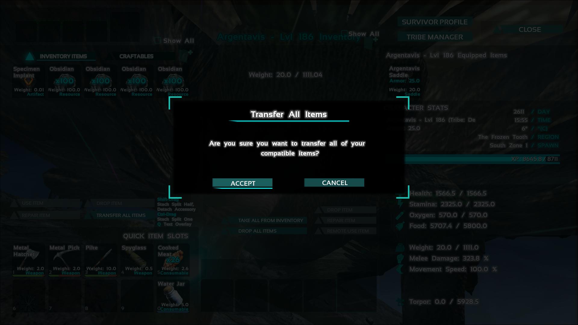 Transfer All Items ark