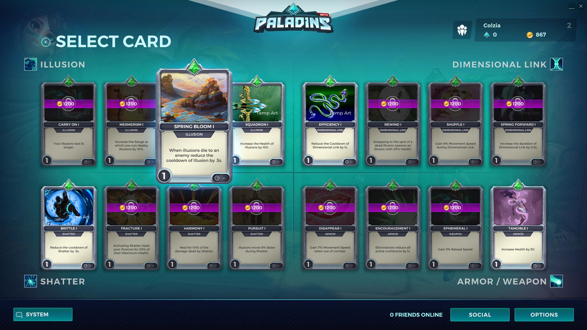 Card select paladins